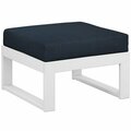 Polywood EDGE White Modular Ottoman with Marine Indigo Cushion 6334600W1451